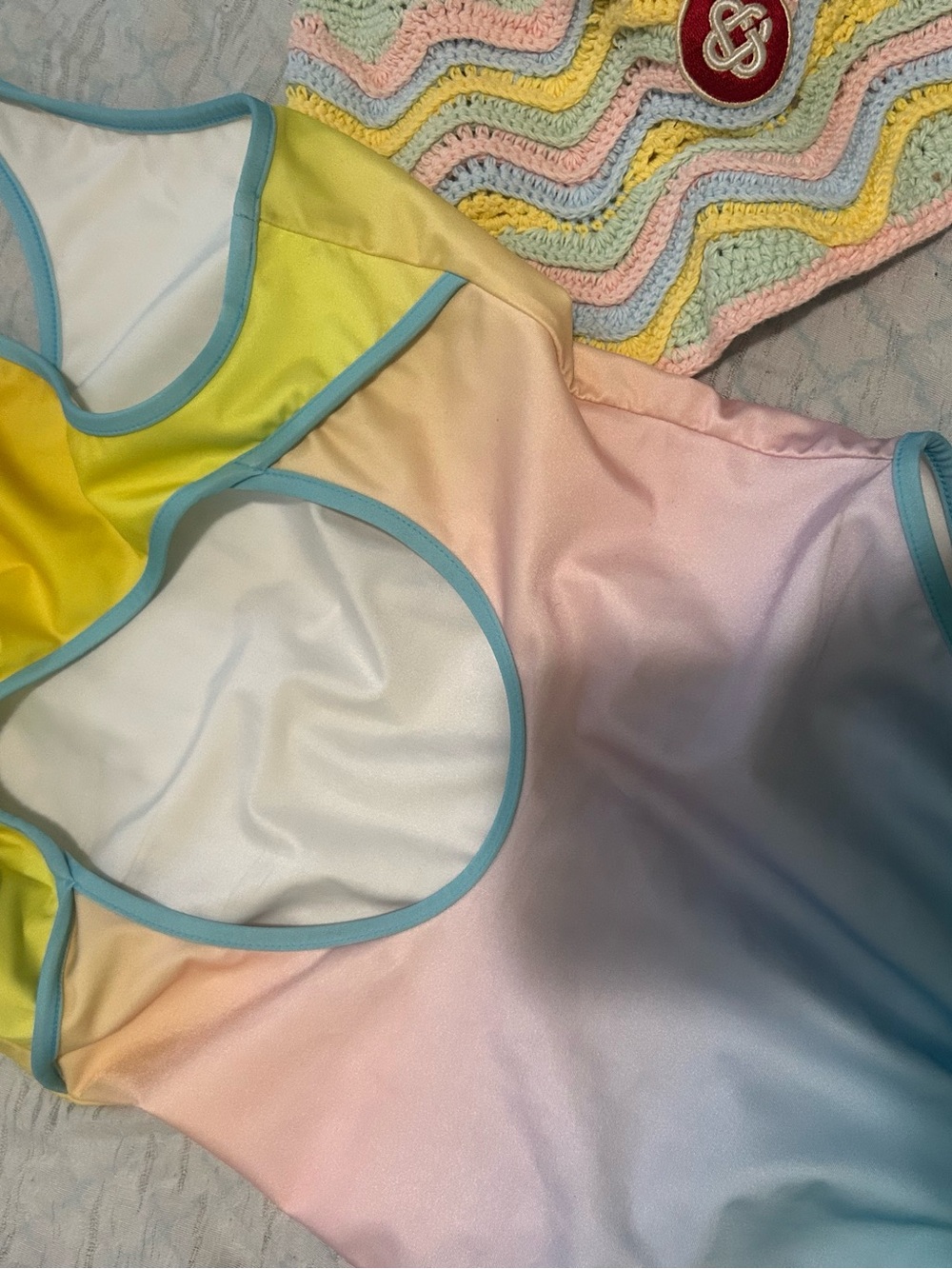 Womens Casablanca swim suit and crochet hat